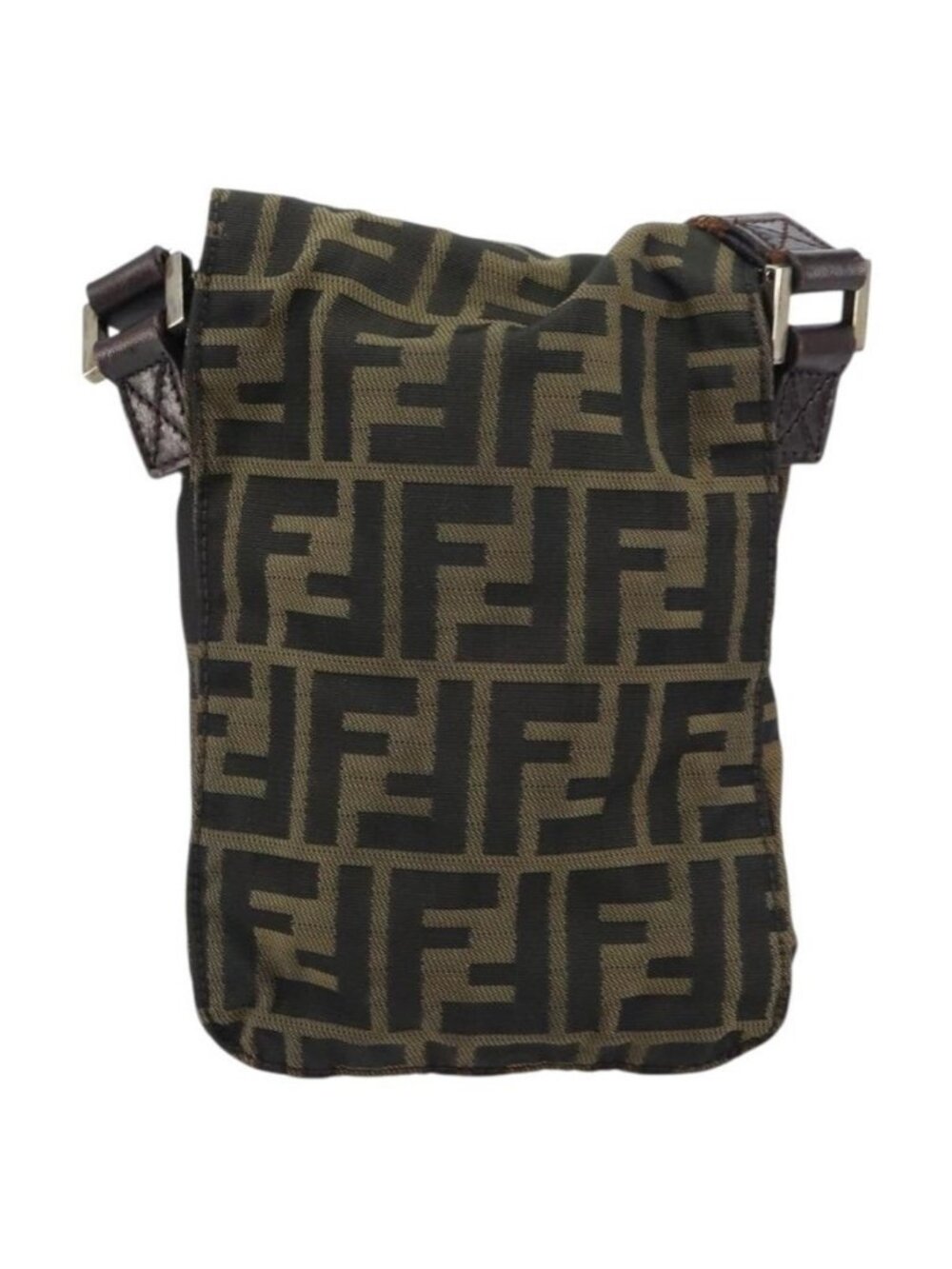 Authentic FENDI Zucca Canvas Shoulder Bag Black Brown - Picture 9 of 16